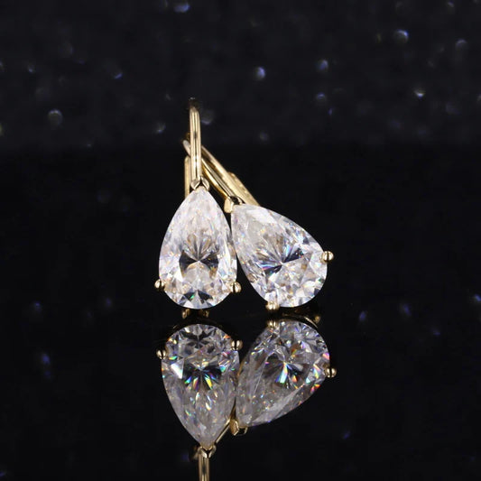 Moissanite Ohrringe Pear Cut 14K/18K Gold | Massivgold