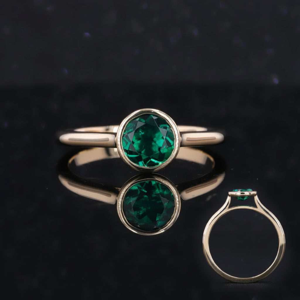 Edelstein Ring 10K Gelbgold | Smaragd Rubin Saphir Moissanite