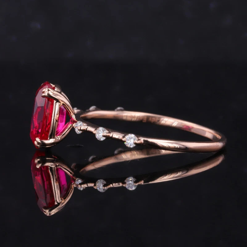 Rubin Ring Oval 14K Roségold | Verlobungsring