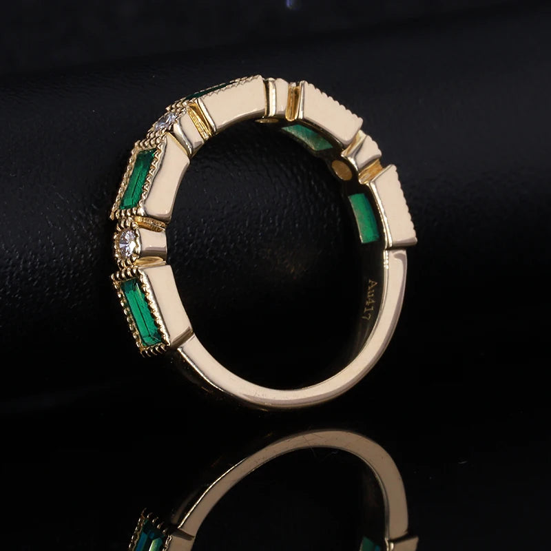 Smaragd Halbewigkeitsring 10K Gold | Emerald Ring