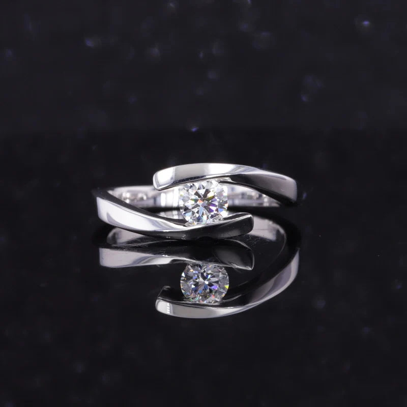Diamant Ehering 10K Weißgold | Rundschliff
