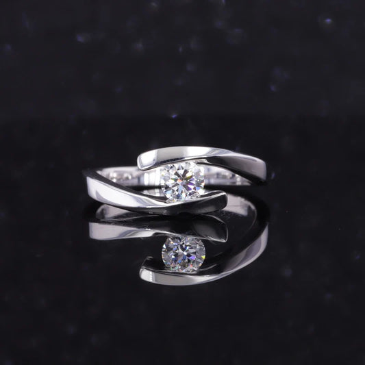 Diamant Ehering 10K Weißgold | Rundschliff