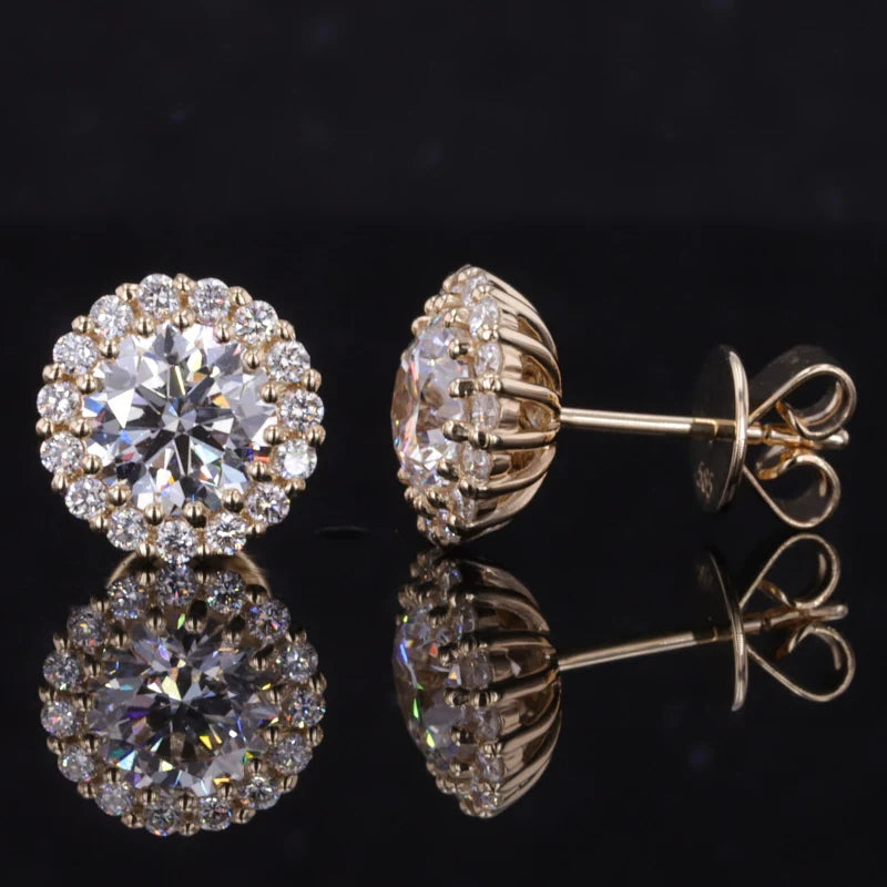 Diamant Ohrstecker Halo 1ct | 14K Gold IGI