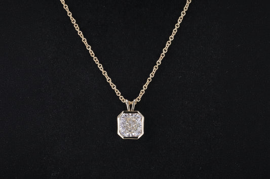 Diamant Anhänger Radiant Cut 14K Gold | Halskette 45cm