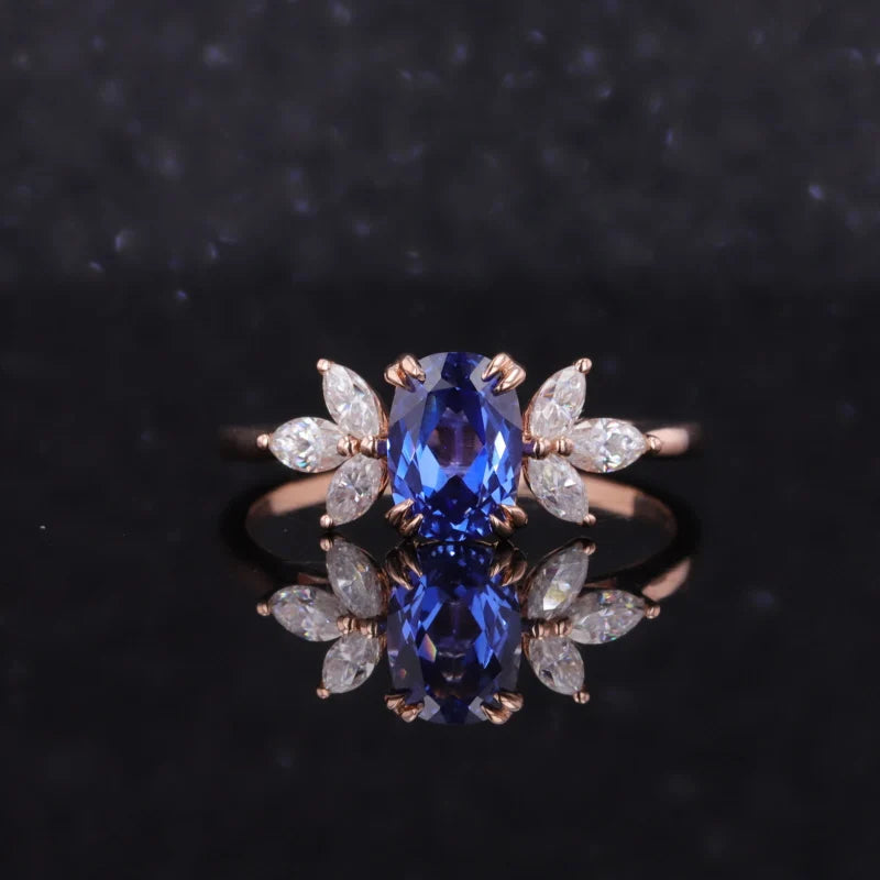 Saphir Ring Cushion Cut 14K - 18K Roségold | Verlobungsring