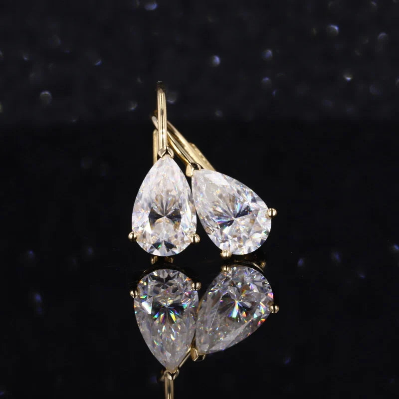Moissanite Ohrringe Pear Cut 14K/18K Gold | Massivgold
