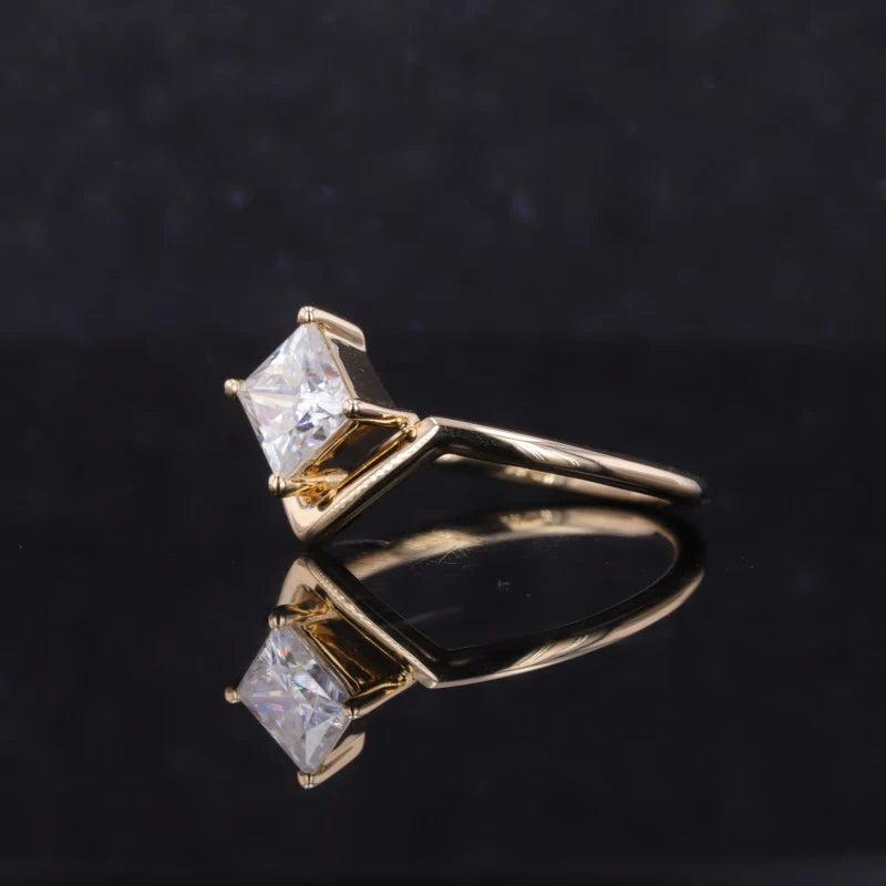 Moissanite Verlobungsring 10K Gelbgold | Prinzessschliff