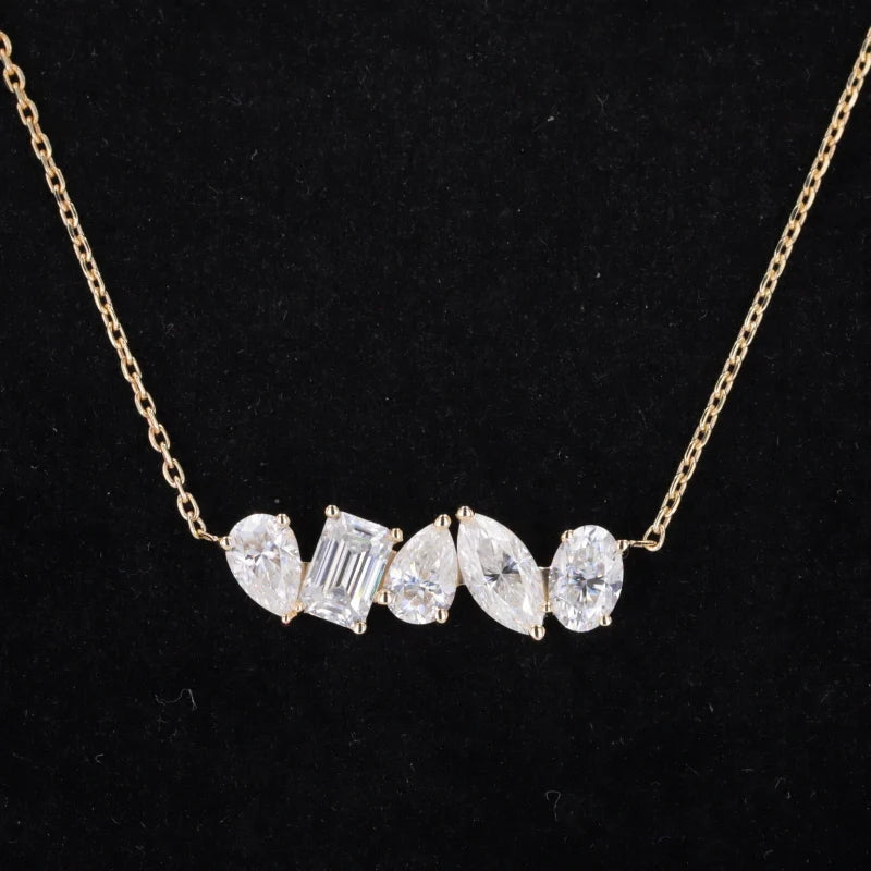 Diamant Halskette Smaragdschliff 10K Gelbgold | Anhänger