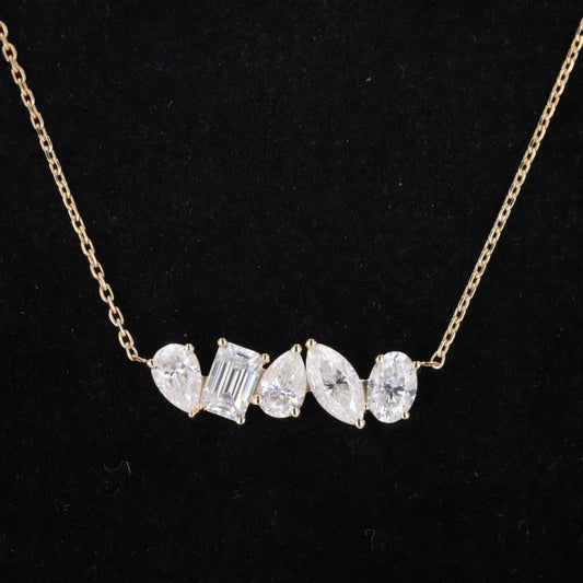 Diamant Halskette Smaragdschliff 10K Gelbgold | Anhänger