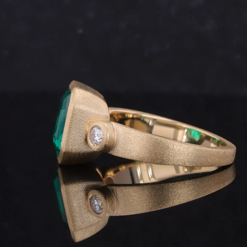 Smaragd Ring Asscher Cut 10K Gold | Verlobungsring