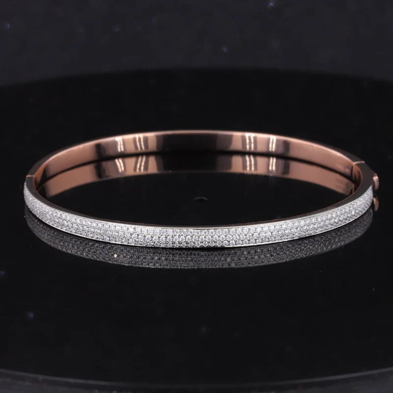 Moissanit Armreif – 14k Gelbgold & 925 Silber | Elegantes Gemstone Armband