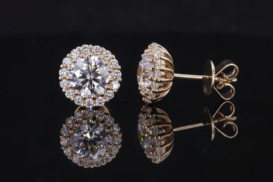 Diamant Ohrstecker Halo 1ct | 14K Gold IGI