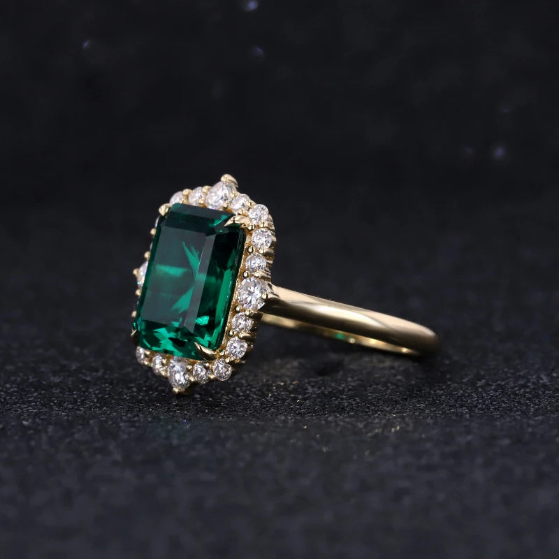 18K Gelbgold Ring mit Smaragd | Hochzeits- & Jahrestagsring