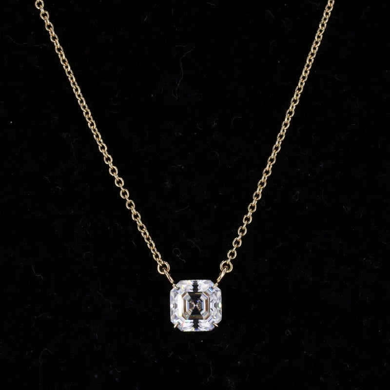 Moissanite Anhänger Gelbgold 14K | Asscher Cut Halskette