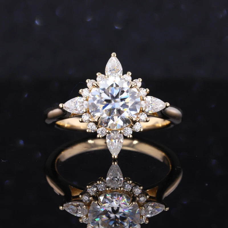 Moissanite Ring Vintage 10K Gelbgold | Individuell Anpassbar
