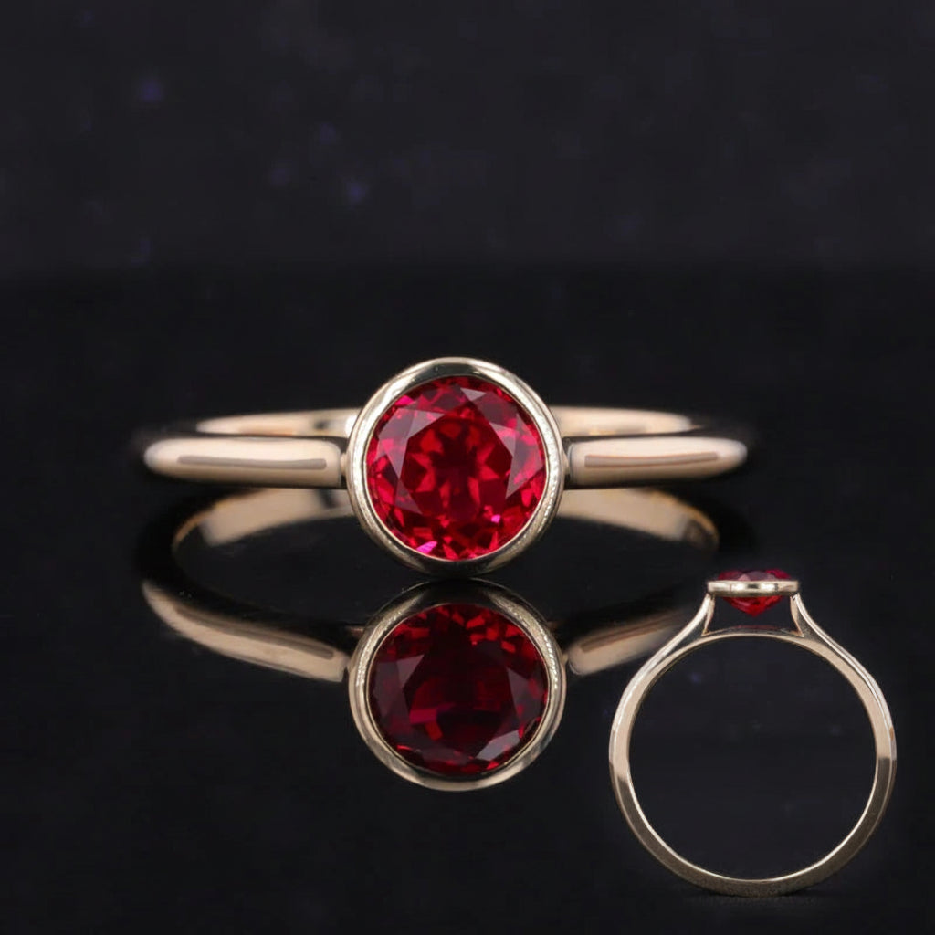 Edelstein Ring 10K Gelbgold | Smaragd Rubin Saphir Moissanite