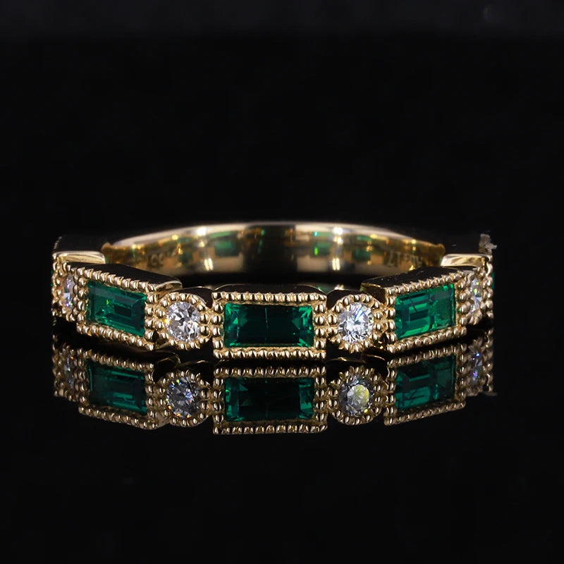 Smaragd Halbewigkeitsring 10K Gold | Emerald Ring