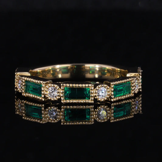 Smaragd Halbewigkeitsring 10K Gold | Emerald Ring