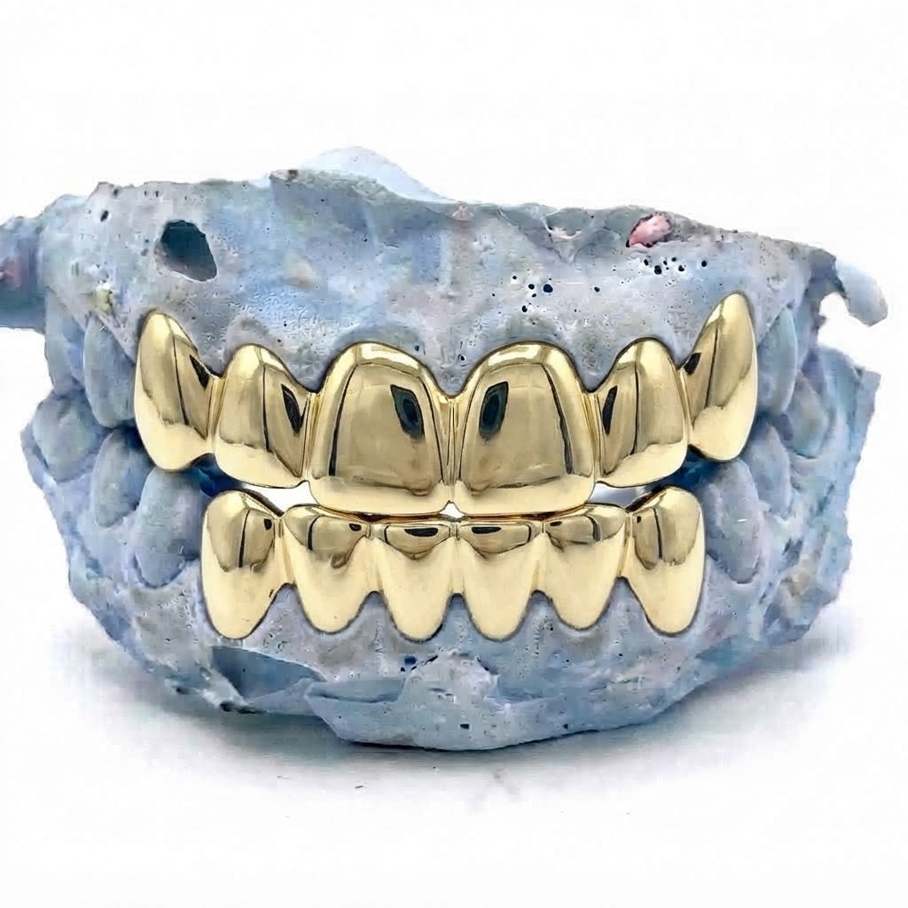 Gold Grillz Top & Bottom 6er/6er – 18 Karat vergoldete Grillz nach Maß von Z Juwelier
